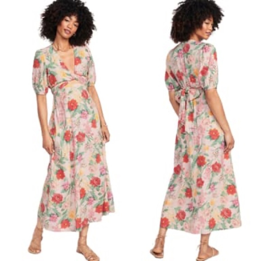 NWT Linen Dress Old Navy multifloral fit & flare long  Size Large